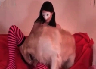 Hot dog getting her pussy wet