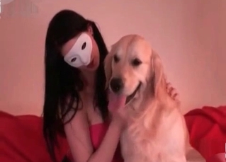 Hot dog getting her pussy wet