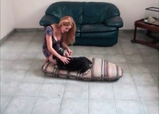 Classy slut and her puppy