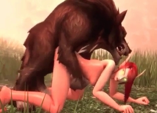 Skinny chick and this lone, horny wolf