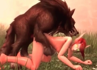 Skinny chick and this lone, horny wolf