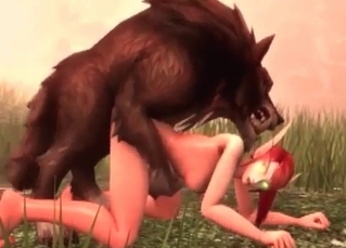 Skinny chick and this lone, horny wolf