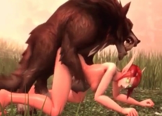 Skinny chick and this lone, horny wolf
