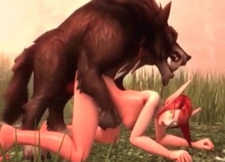 Skinny chick and this lone, horny wolf