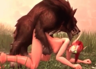 Skinny chick and this lone, horny wolf