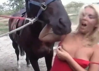 Kinky horse fucking a blonde