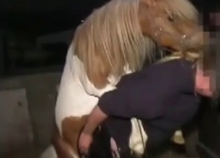 Horse brutally fucking a blonde