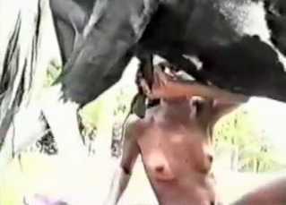 Saucy black chick drinking a huge load