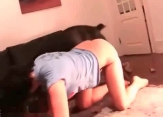 Depraved babe loving that hound cock