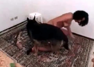 Slutty brunette babe and a shepherd