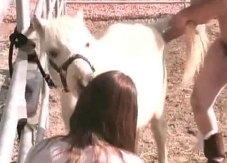 Redhead fucking a cute horse